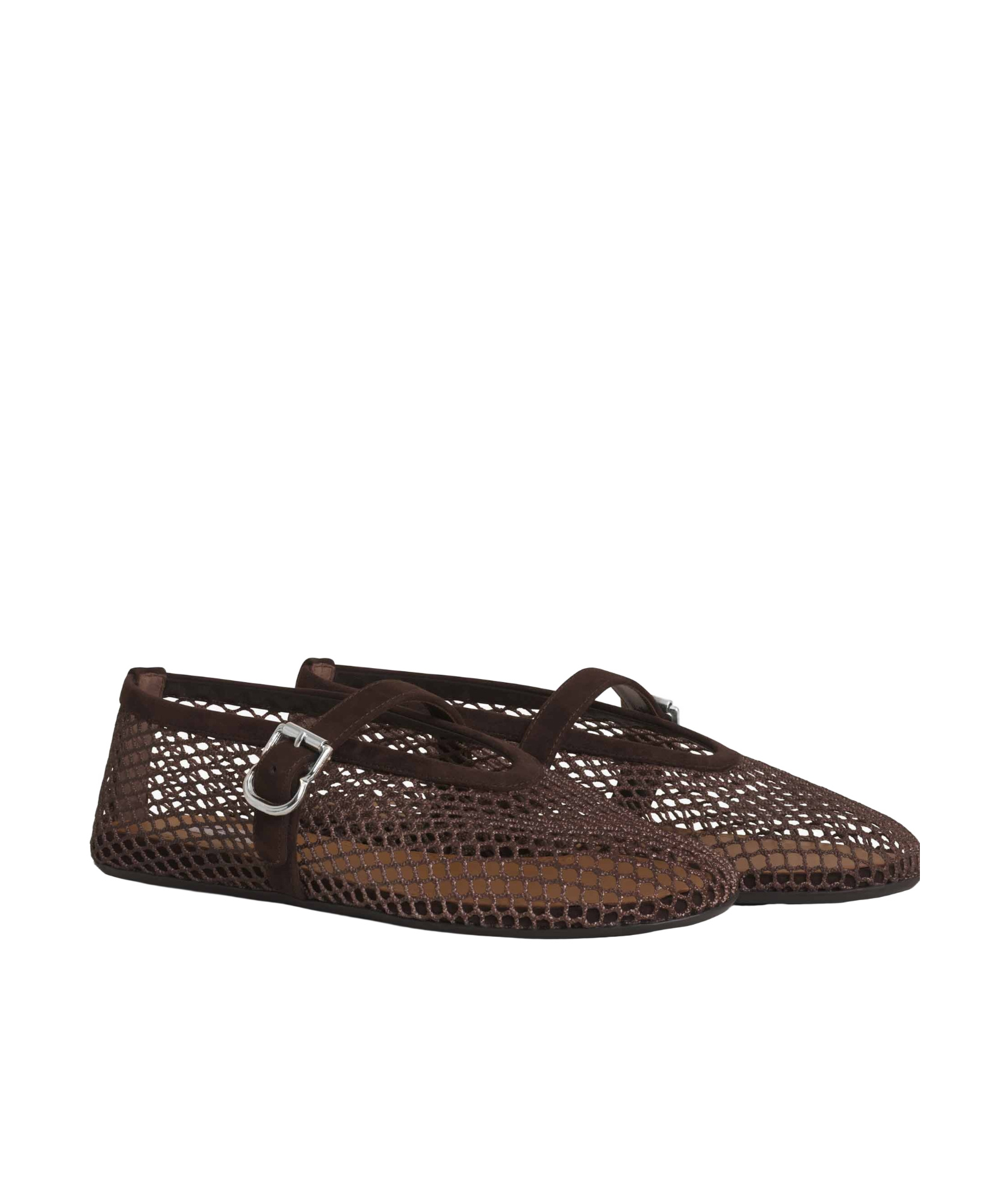 Alaïa Patent Leather-trimmed Mesh Ballet Flats In Black
