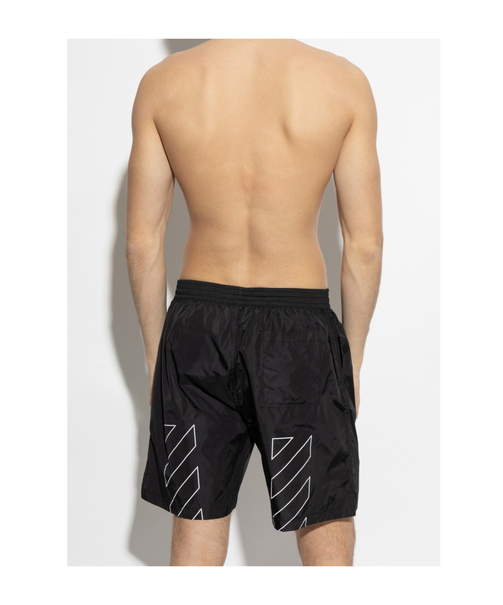 Off-white Elastic Waist Swimming Trunks In Black