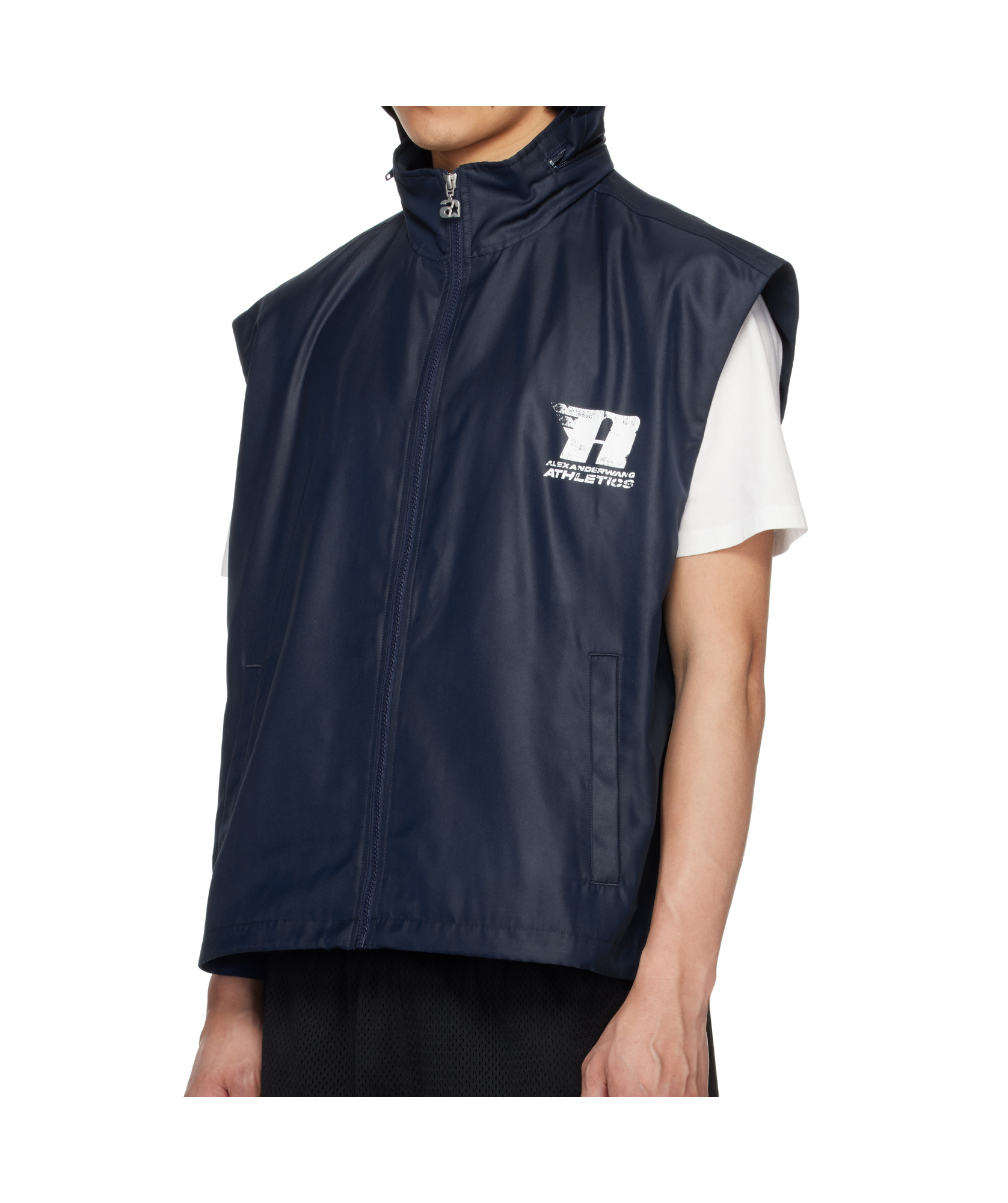 Alexander Wang Navy Oversize Canvas Vest In Black