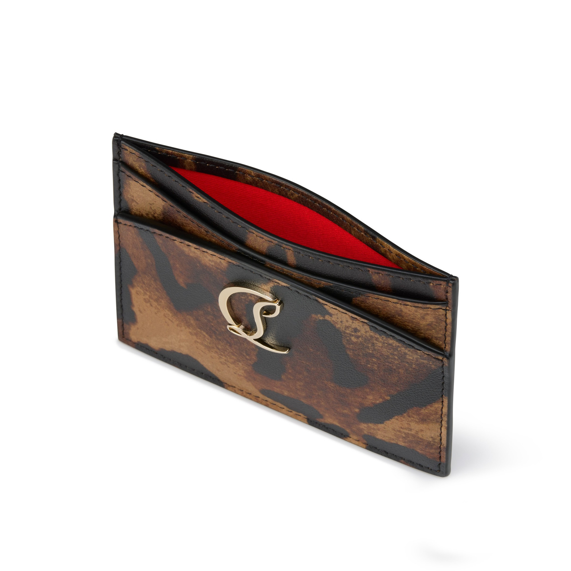Christian Louboutin Womens Brown Loubi54 Leather Card Holder In Brown