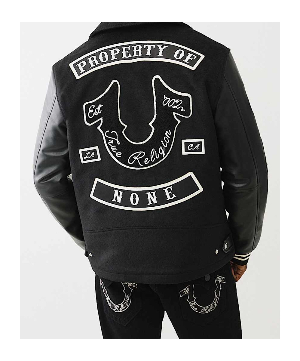 True Religion Property Of None Biker Jacket In Black