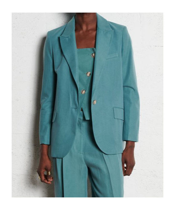 Ba&sh Long-sleeved Suit Coat In Blue