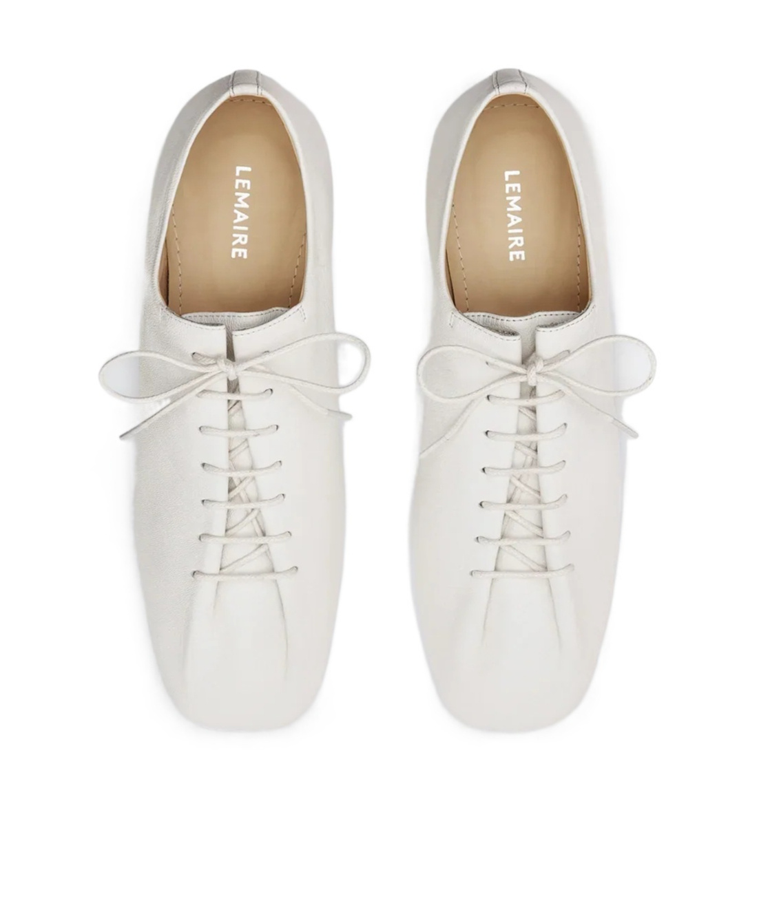 Lemaire Souris Lace Up Leather Heel Shoes In White