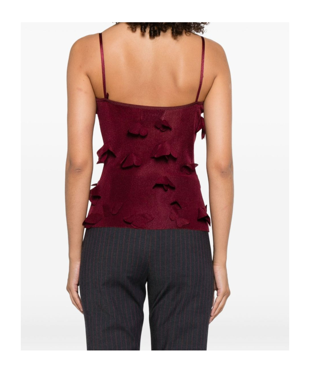 Coperni Embellished Sleeve Lace Trim Top In Brown
