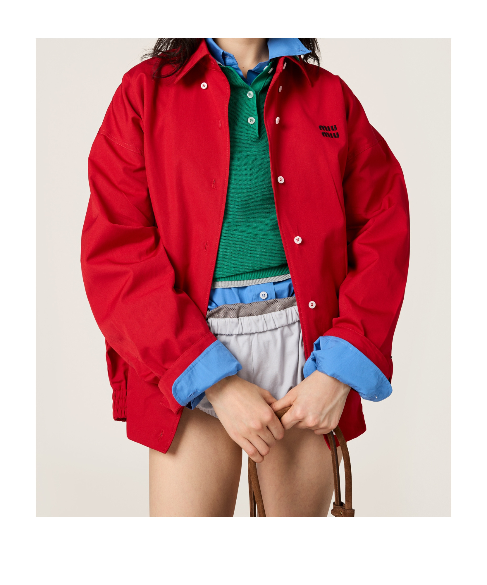Shop Miu Miu Heavy Poplin Blouson Jacket