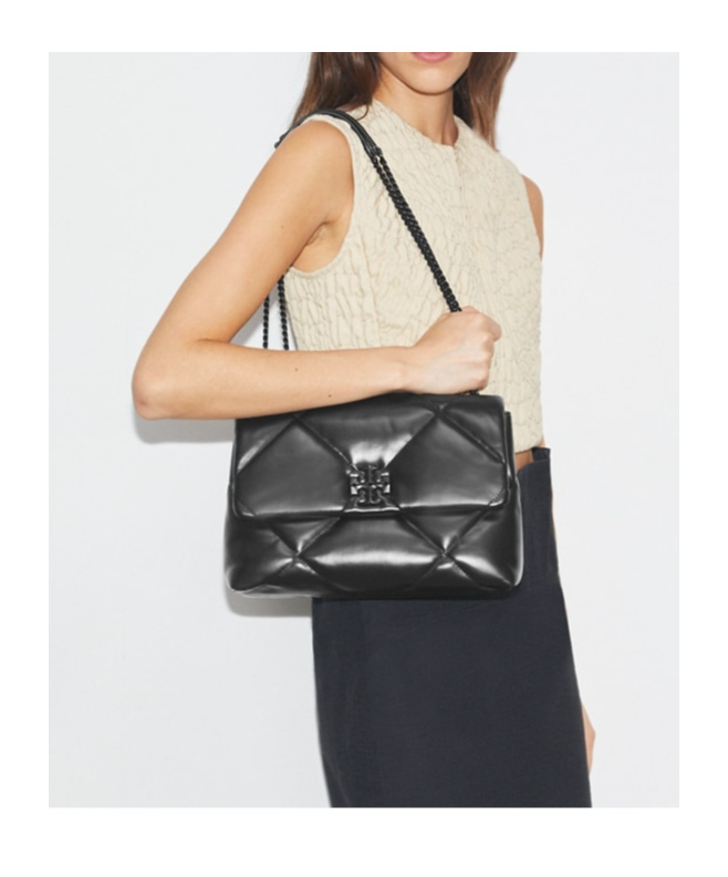 Tory Burch Black Kira Diamond Shoulder Bag In Black