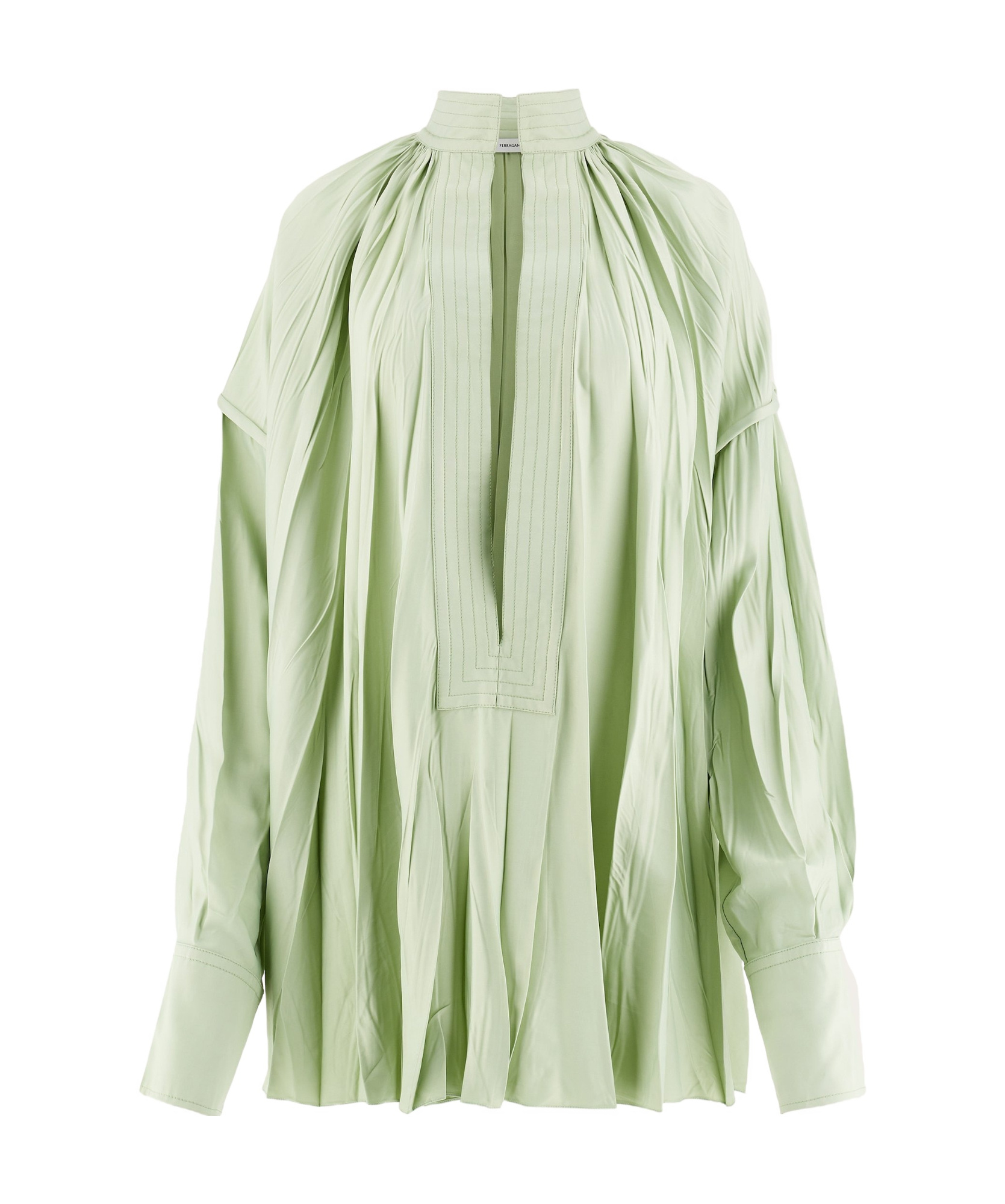 Ferragamo Oversized V-neck Top In Green