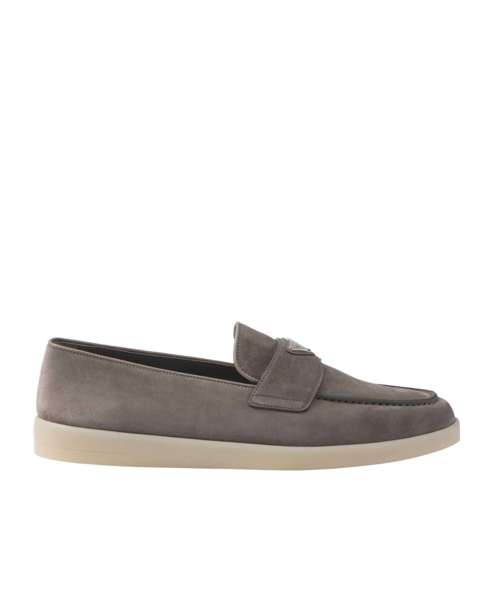 Prada Refined Loafers With Textured Finish In Gray