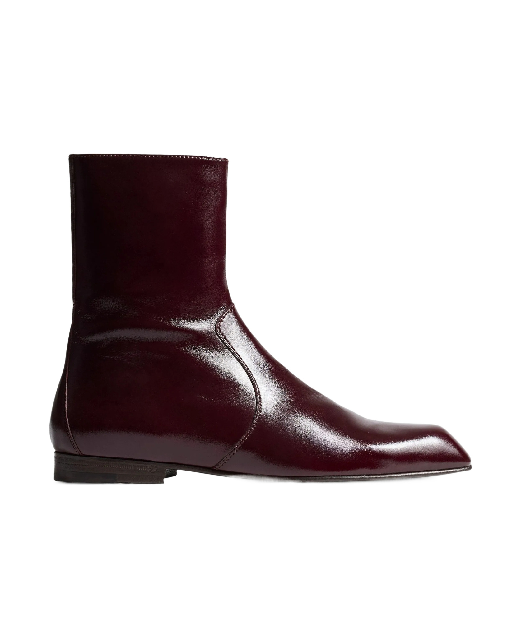 Khaite Colt Glossed Leather Ankle Boots In Burgundy