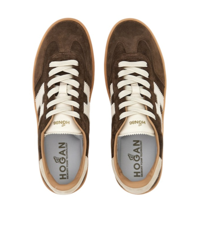 Hogan Stylish Sneakers With Contrast Panel And Suede Finish In Brown