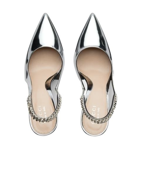 Gucci Signoria Slingback Pump In Silver