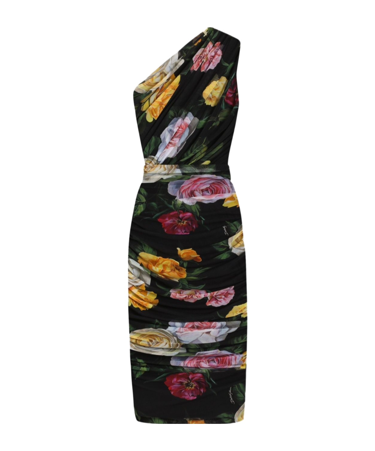 Dolce & Gabbana Floral-print Midi Dress In Black