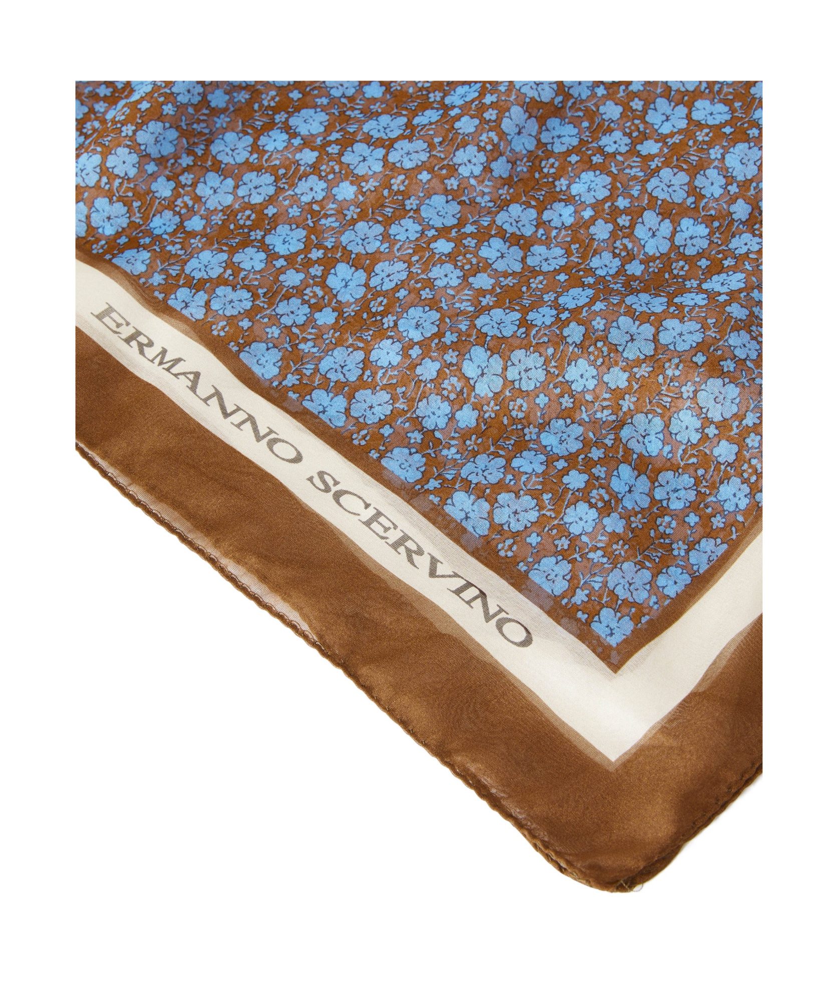 Ermanno Scervino Flower Printed Silk Scarf In Brown