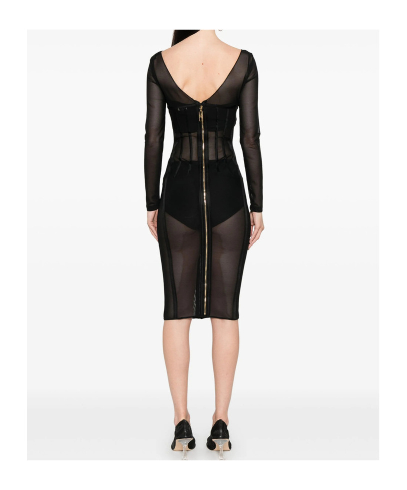 Elisabetta Franchi Bustier Dress In Tulle In Black