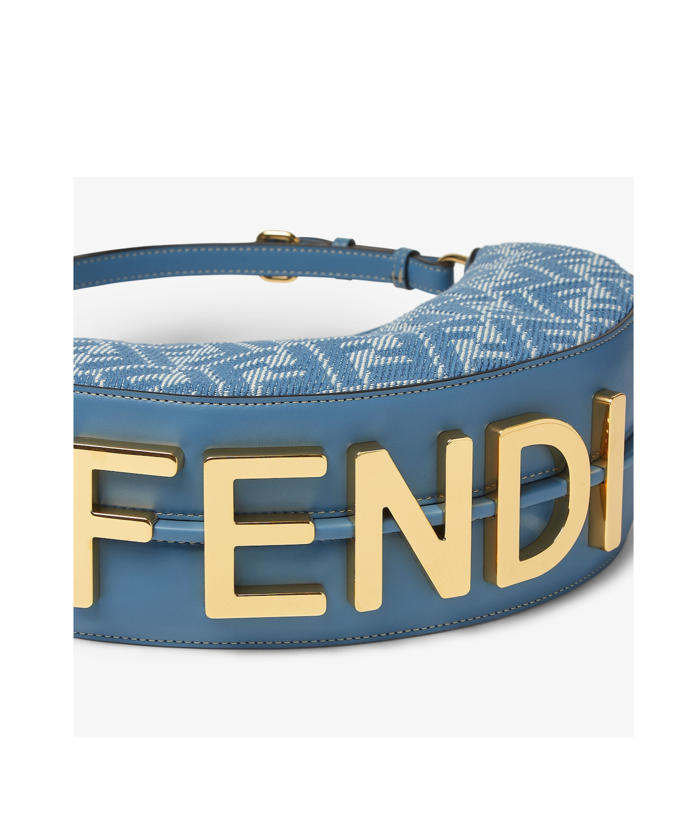 Fendi Mini Bag With Denim-effect Ff Jacquard In Blue
