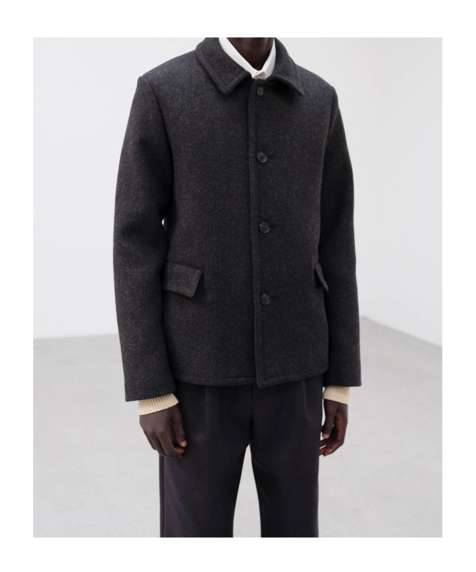 Auralee Shetland Wool Double Cloth Blouson In Black