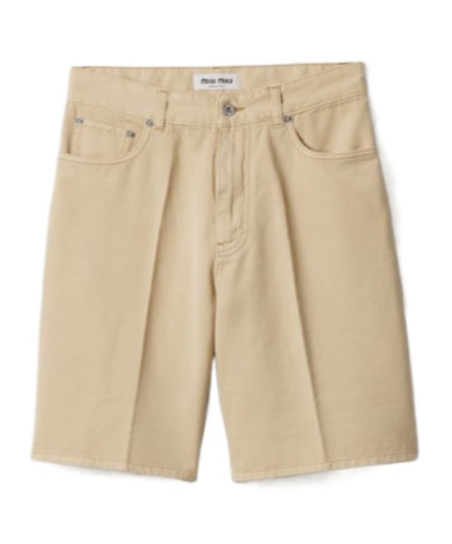 Miu Miu Light Denim Bermudas In Neutral