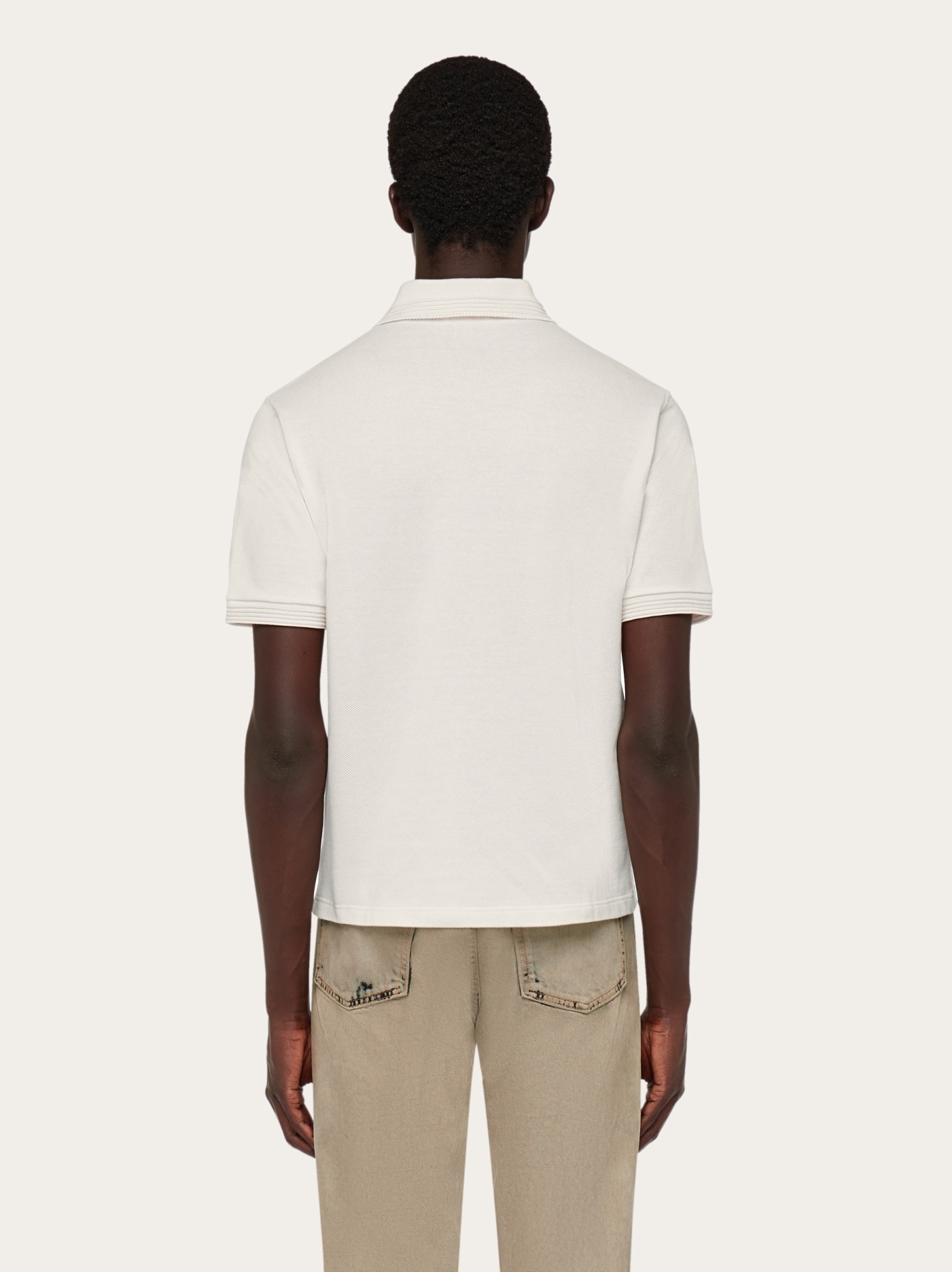 Ferragamo Herren Polohemd Aus Bio-baumwolle In White