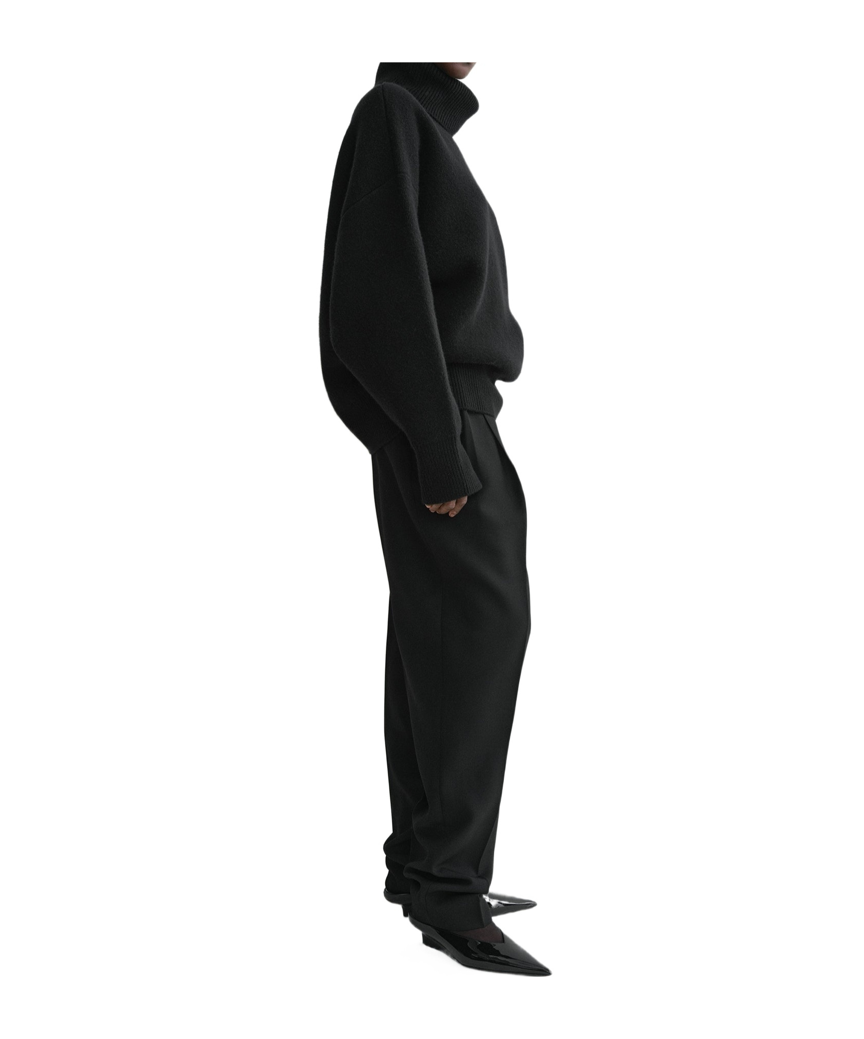 Shop Totême Double-knit Turtleneck Sweater In Black