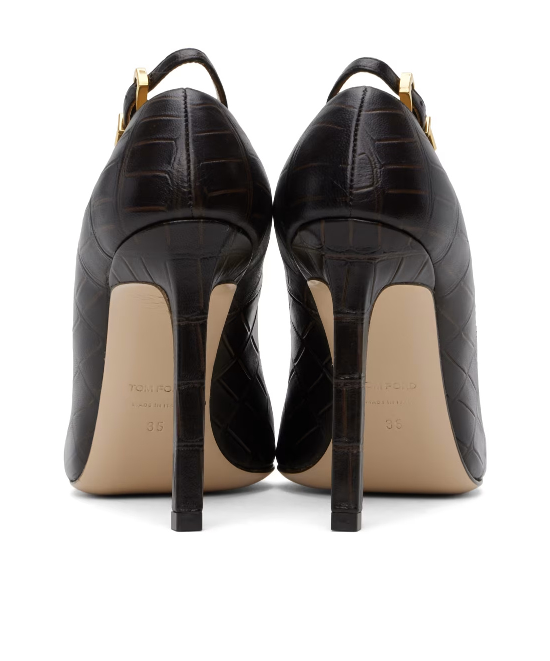 Tom Ford 105mm Angelina Croc Embossed Pumps In Black