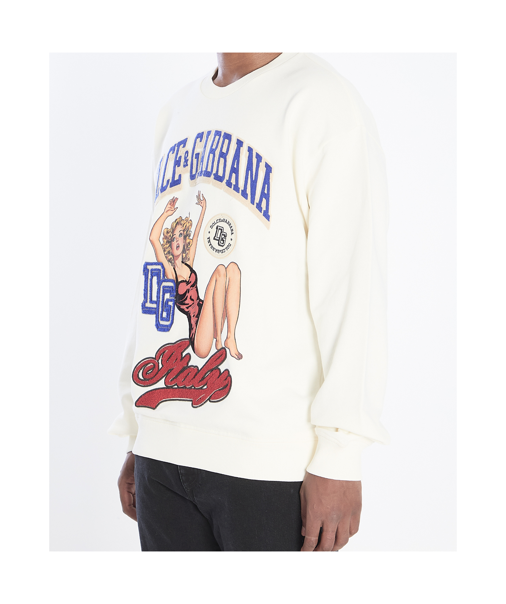 Dolce & Gabbana Sweatshirt With Pin-up Print In Neutral