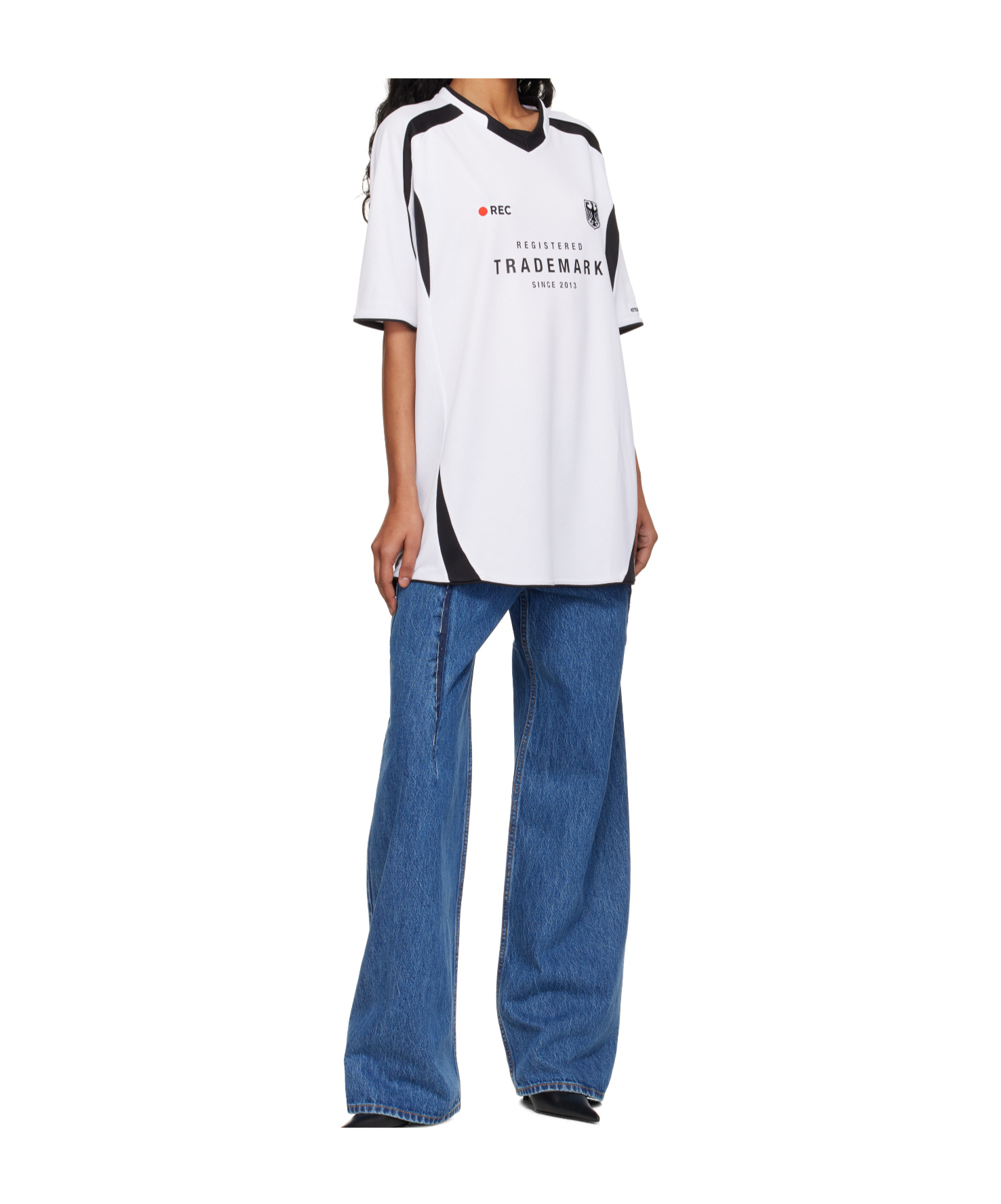 Vetements Mens Blue Cut Reconstructed Wide-leg Denim Jeans In Blue
