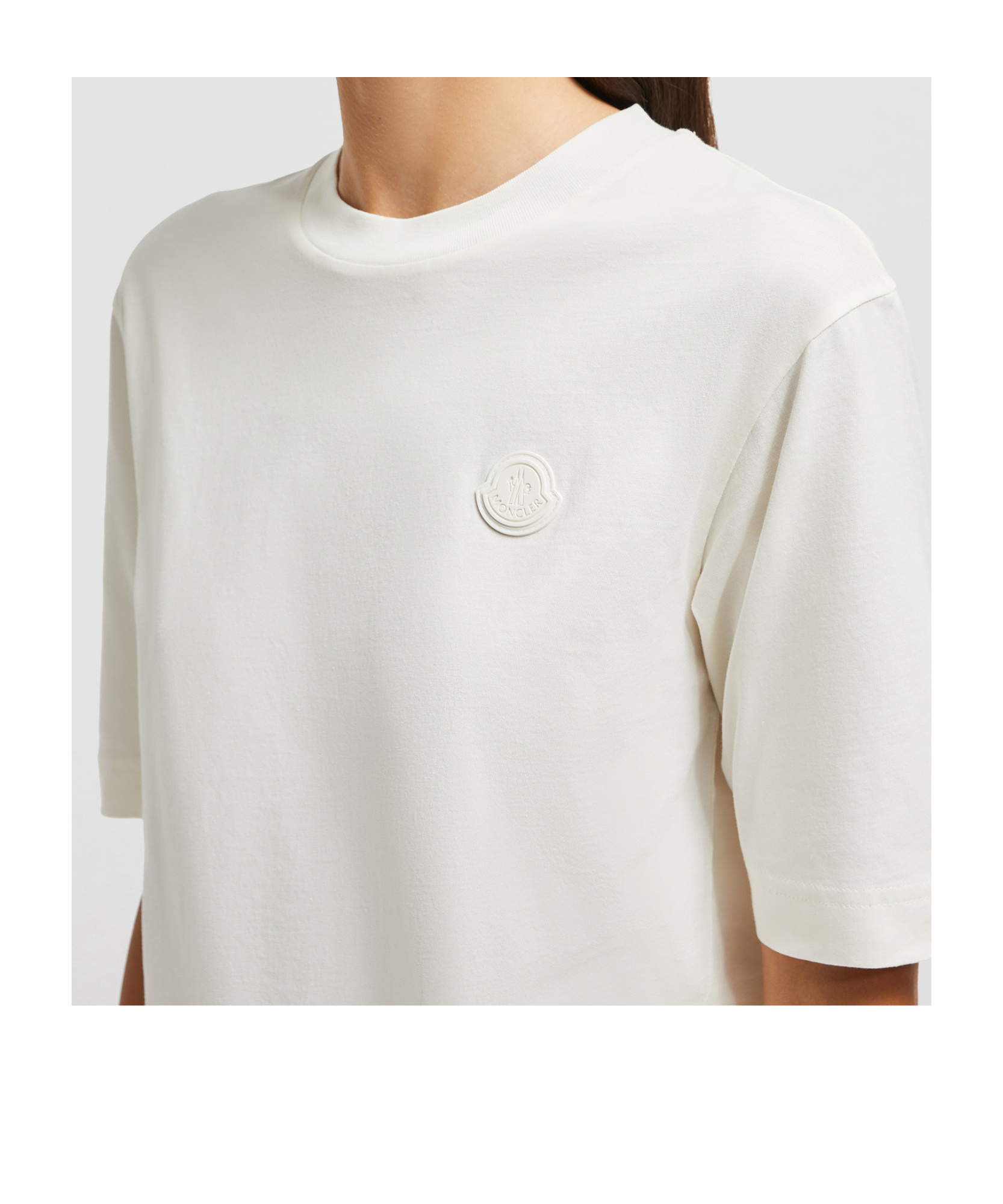 Moncler Round Collar Cotton T-shirt In White