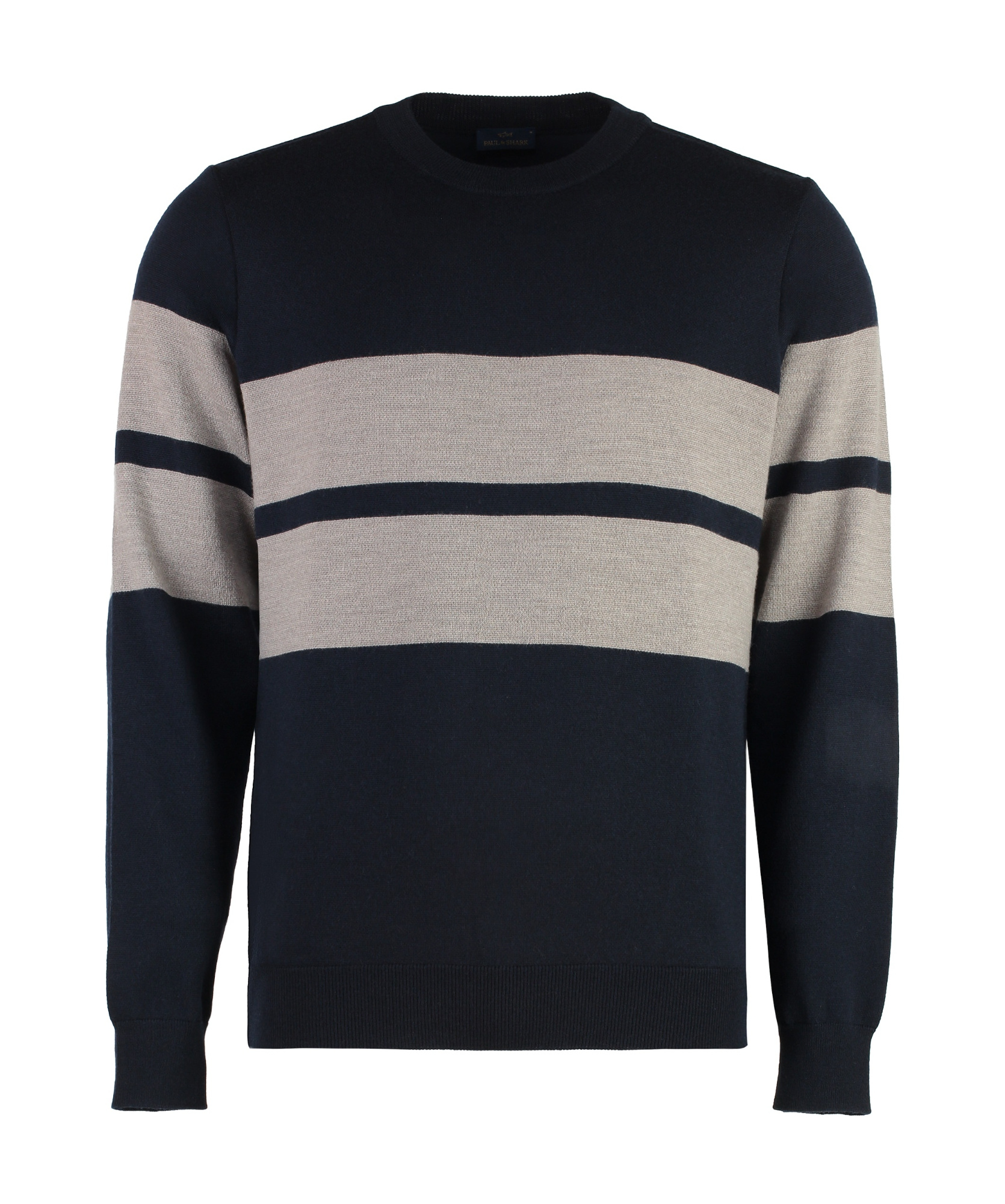 Paul & Shark Virgin Wool Crew-neck Sweater In Black