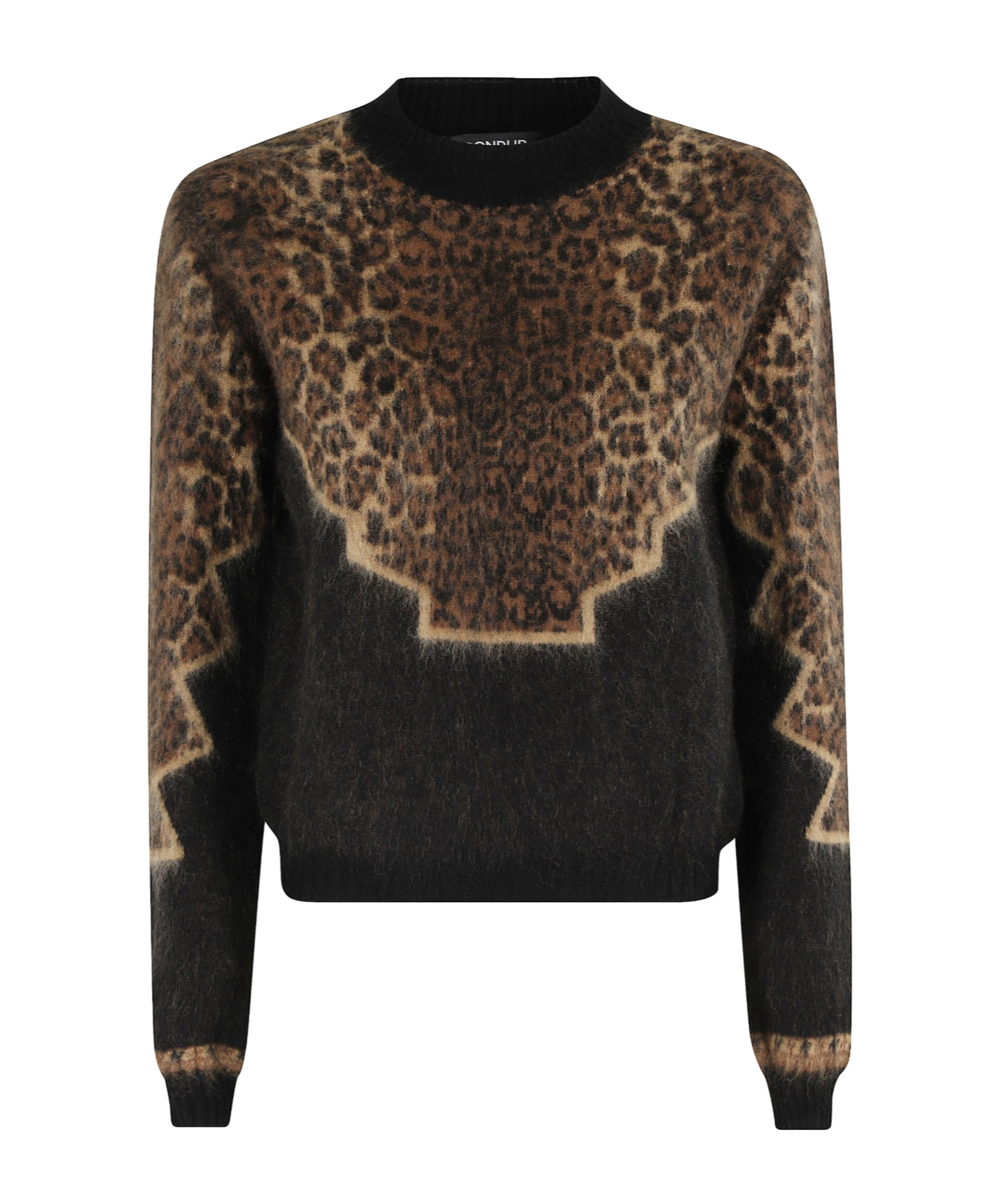 Dondup Leopard-print Geometric-pattern Sweater In Black