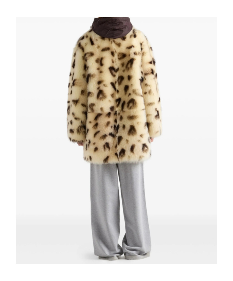 Prada Shearling Coat In Neutral