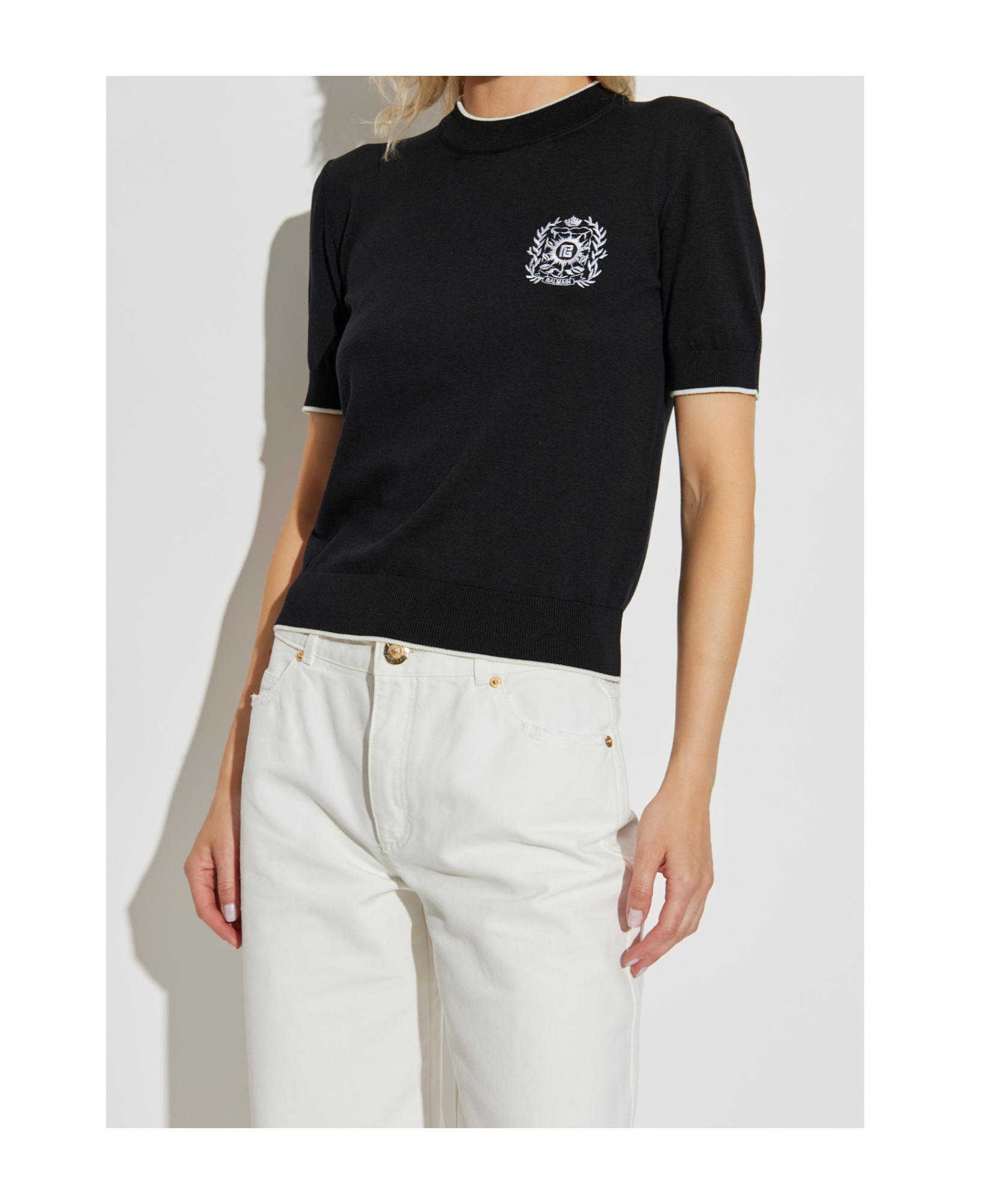 Balmain Ribbed T-shirt In Black