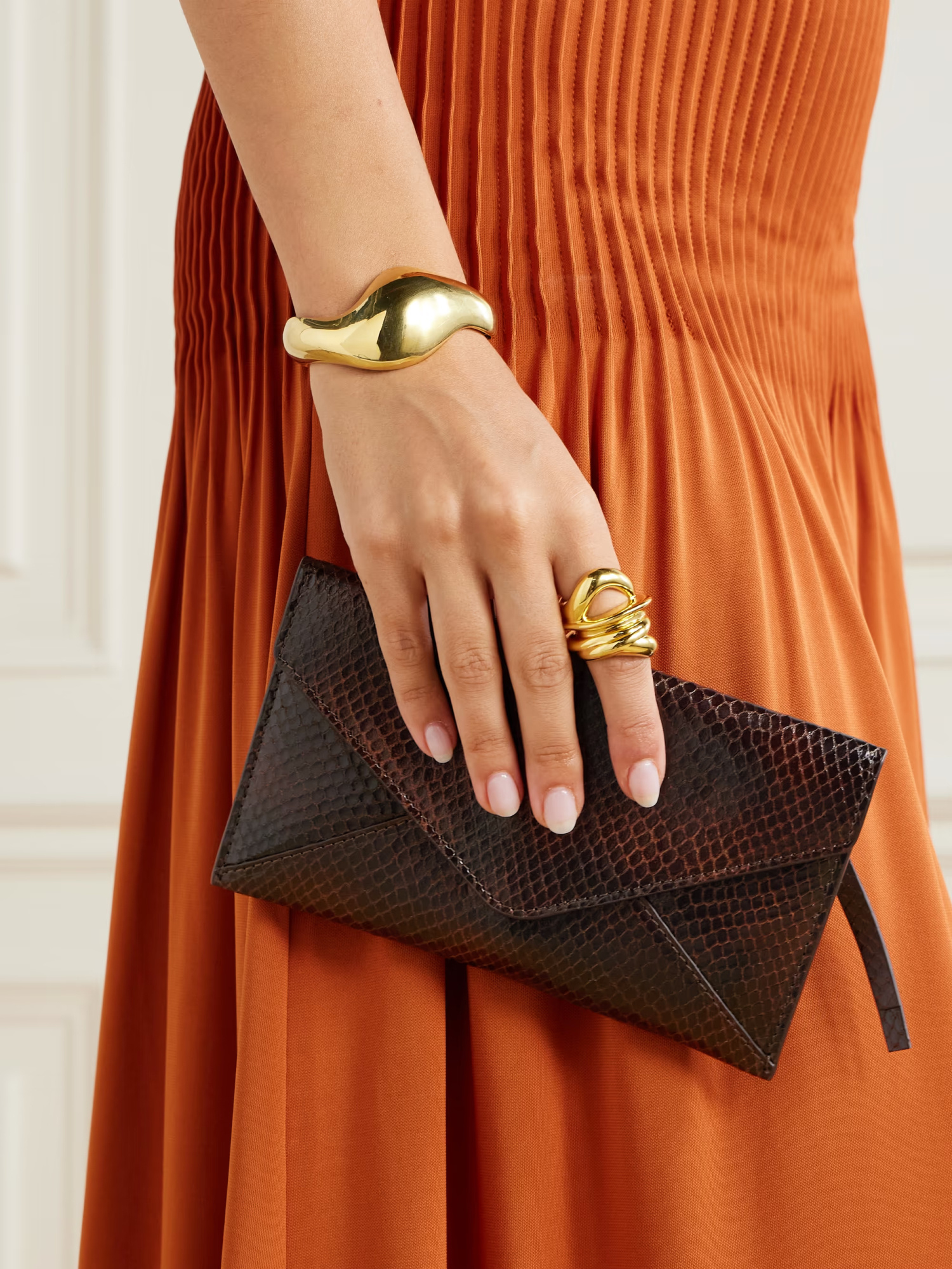 Dries Van Noten Flap Clutch In Brown