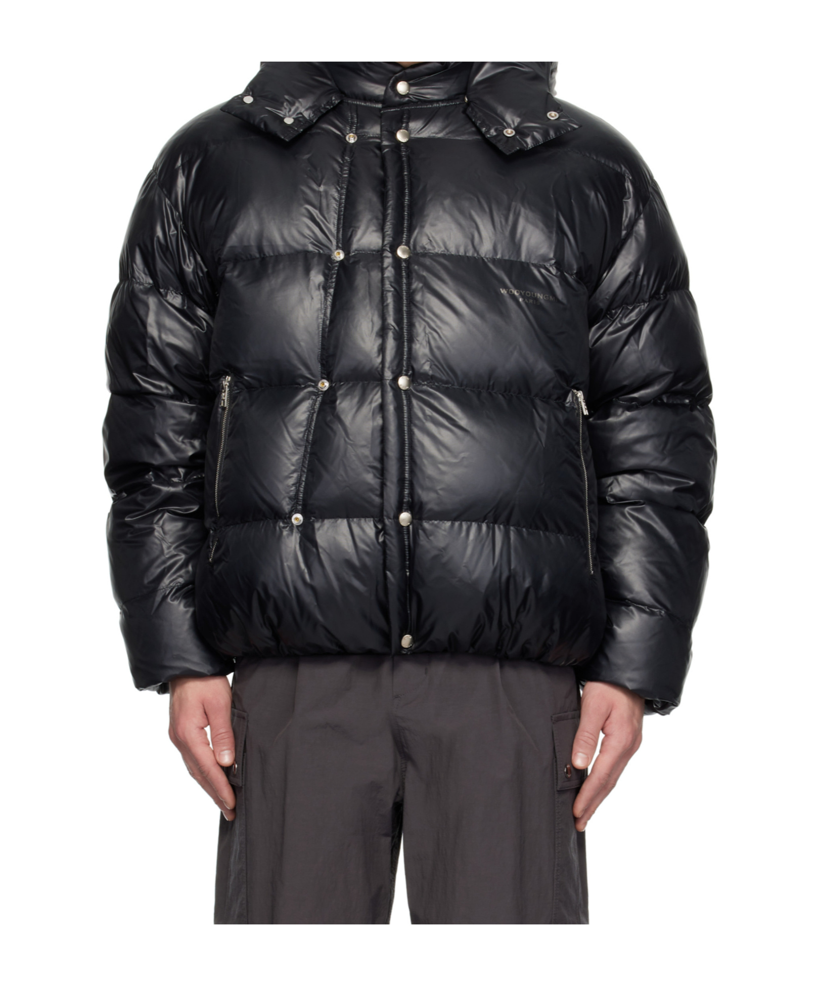 Wooyoungmi Black Hood Goose Down Jacket In Black