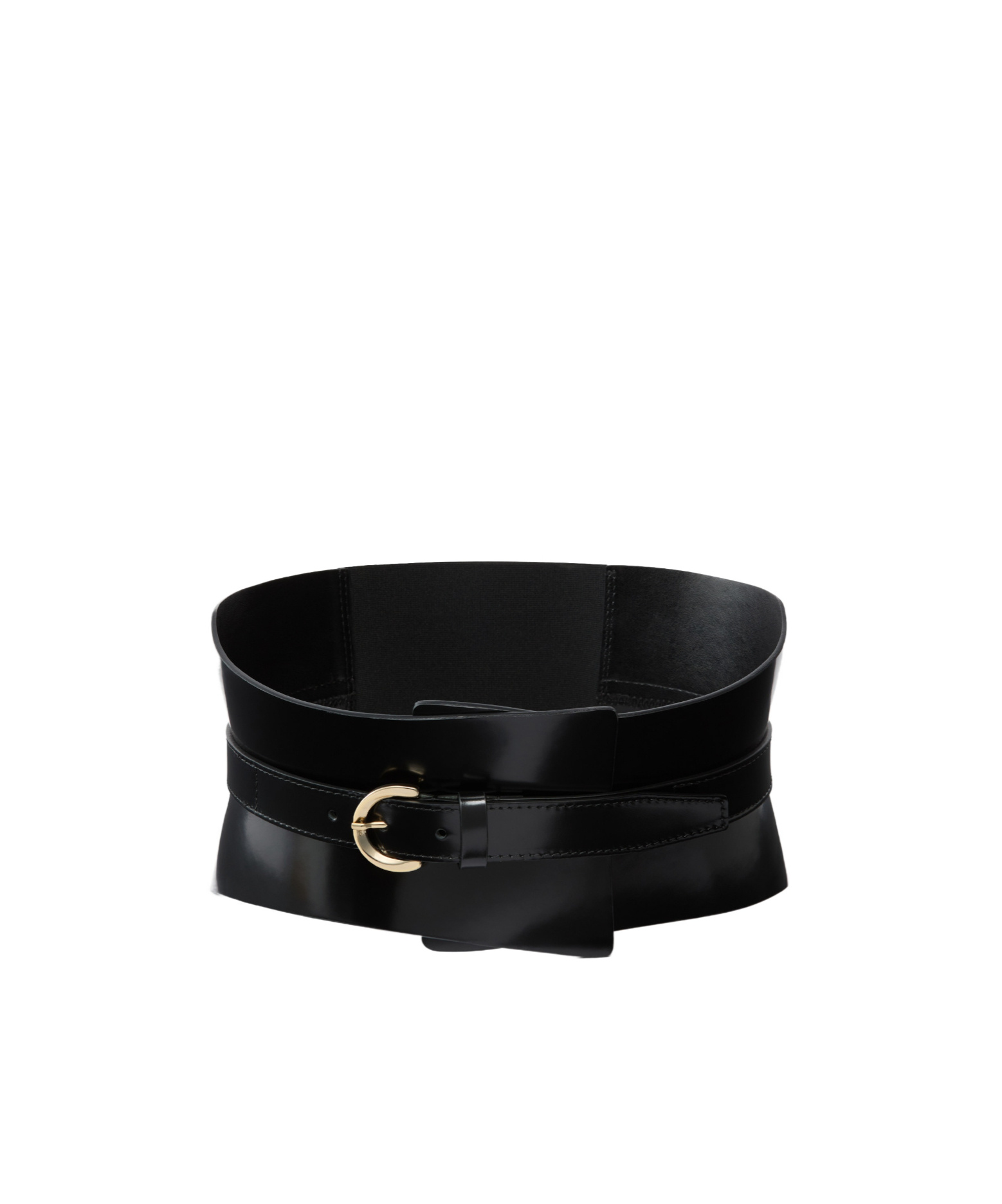 Pinko Wide Glossy Finish Elastic Back Belt In Black