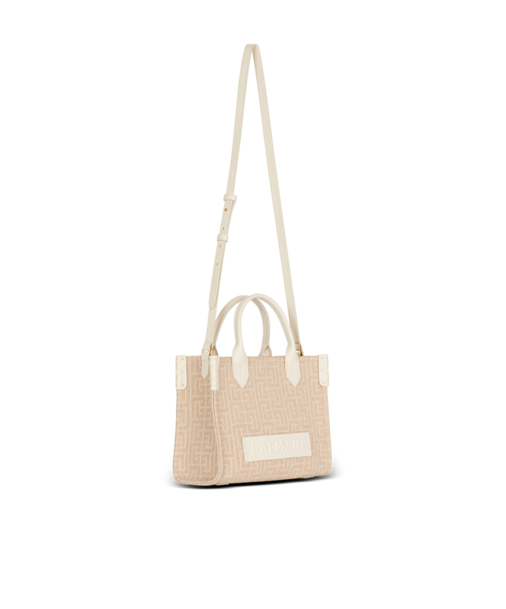 Balmain B-army Small Monogrammed Canvas And Leather Tote Bag