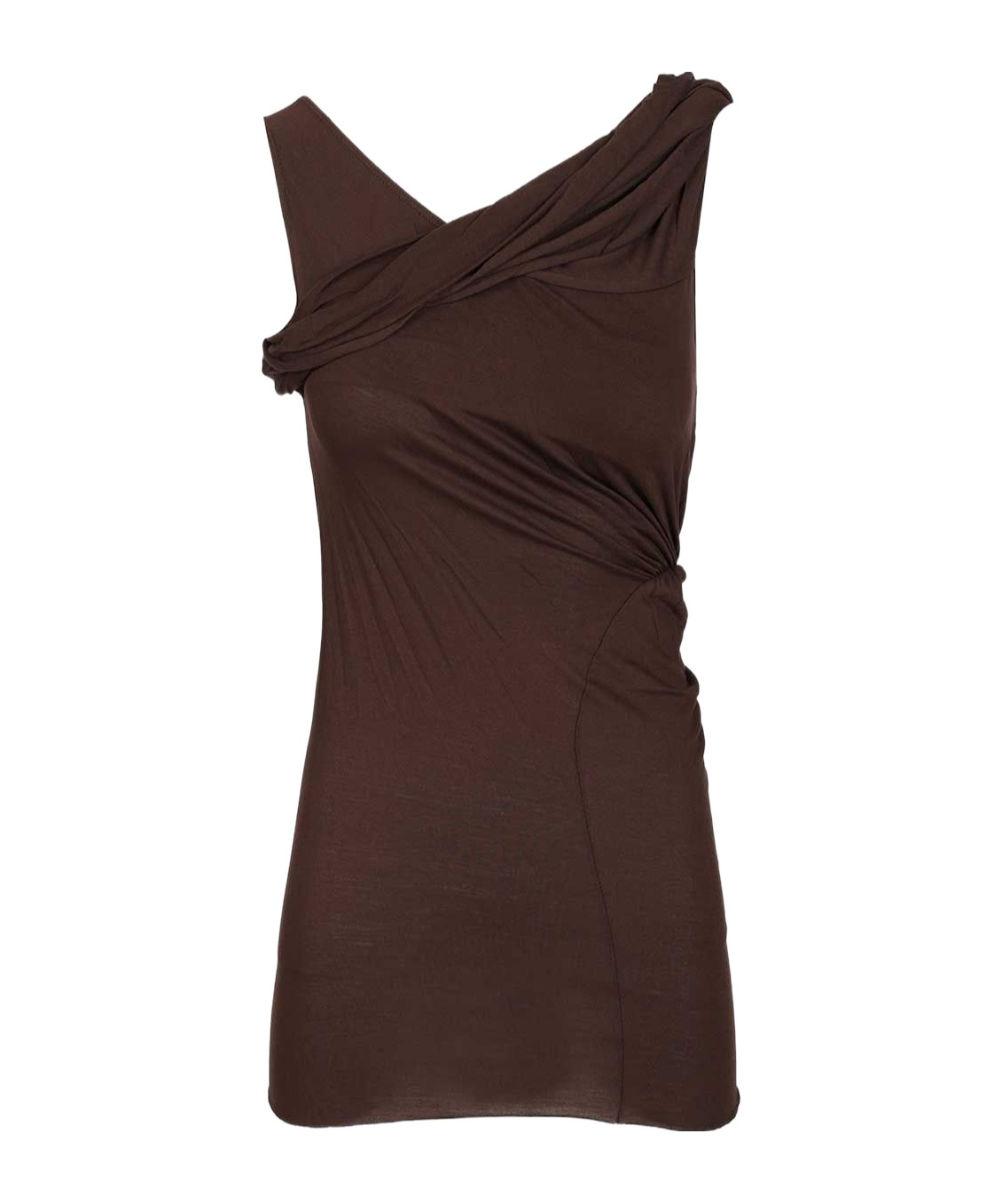 Rick Owens Lilies Sahara Ruched Top In Brown