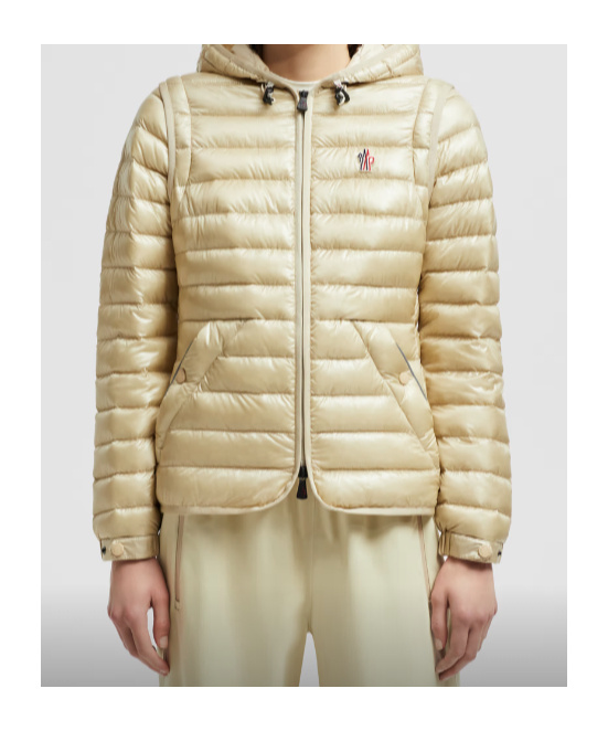 Moncler Karura 2-in-1 Hooded Short Down Jacket Beige In Nude