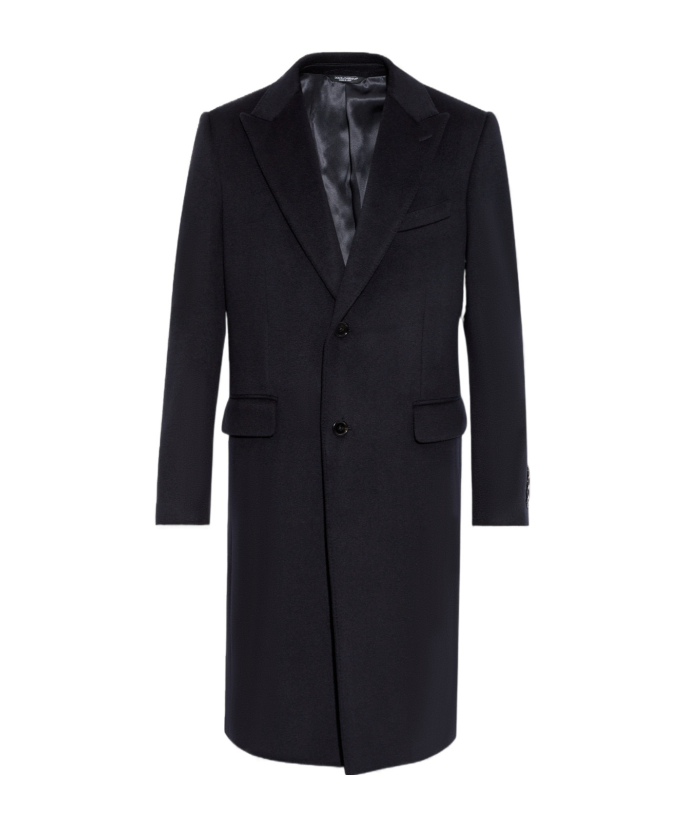 Dolce & Gabbana Lapel Collar Single-breasted Wool Coat In Black