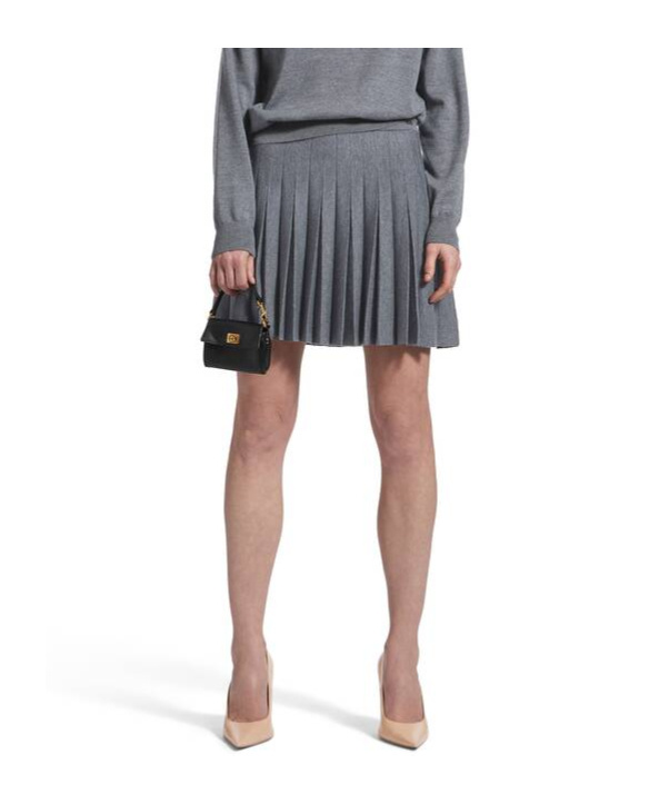 Balenciaga Pleated Knit Mini Skirt In Gray