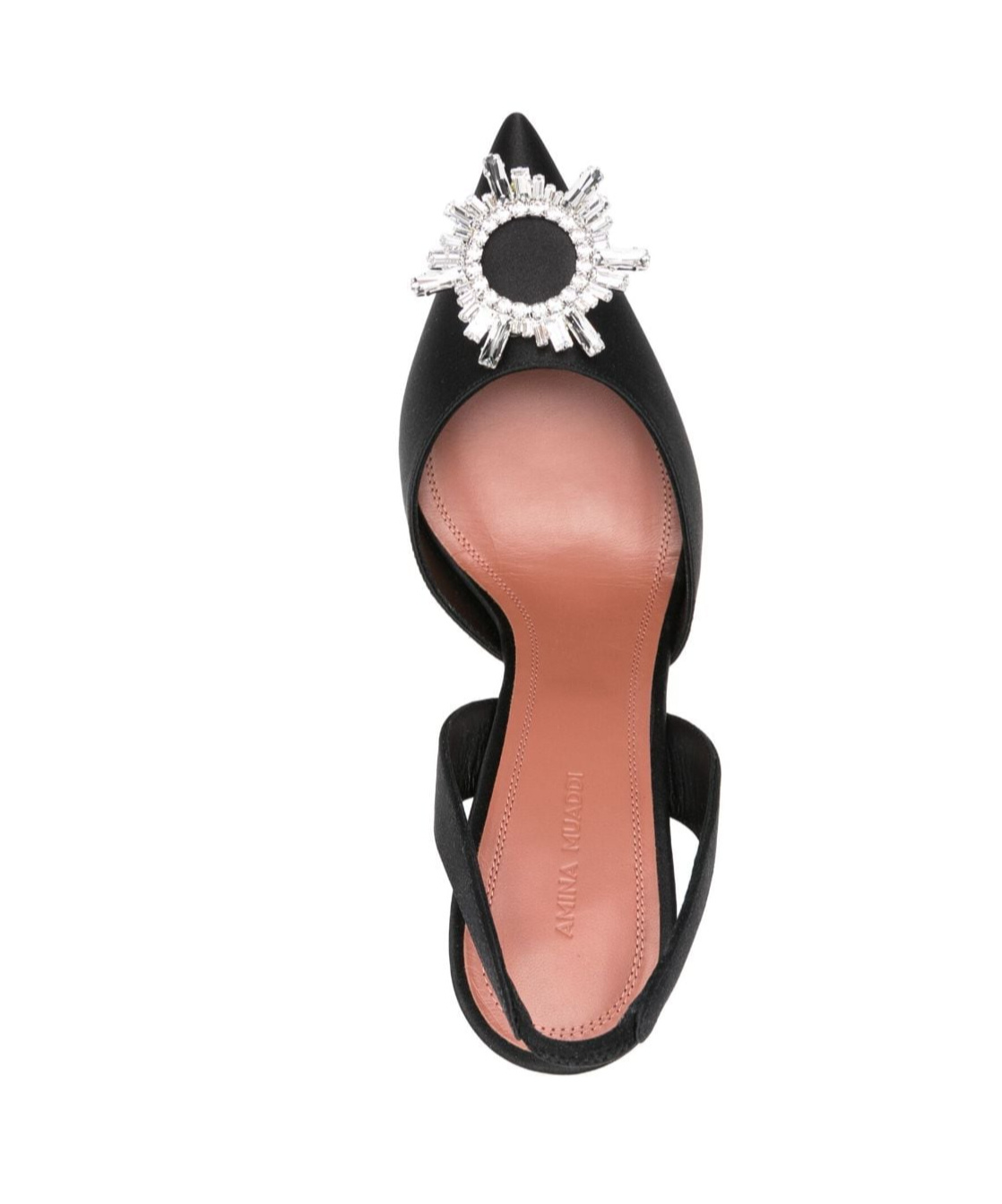 Amina Muaddi Rosie Crystal-embellished Satin Slingback Pumps In Black