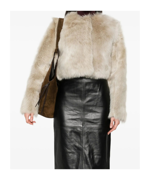 Iro Lamb-fur Cropped Jacket In Neutral