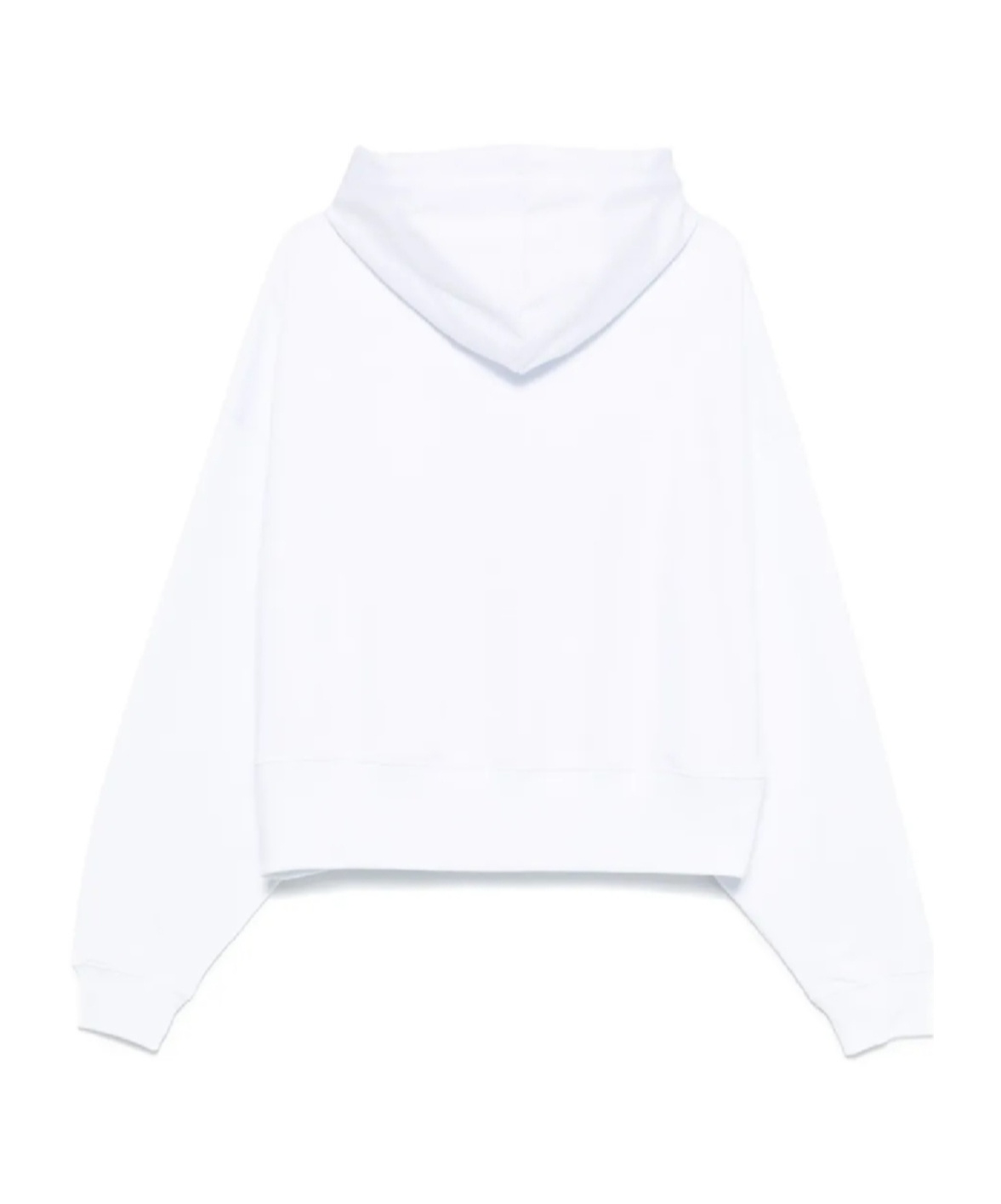 Msgm Cropped Hoodie With Drawstring Hood In White