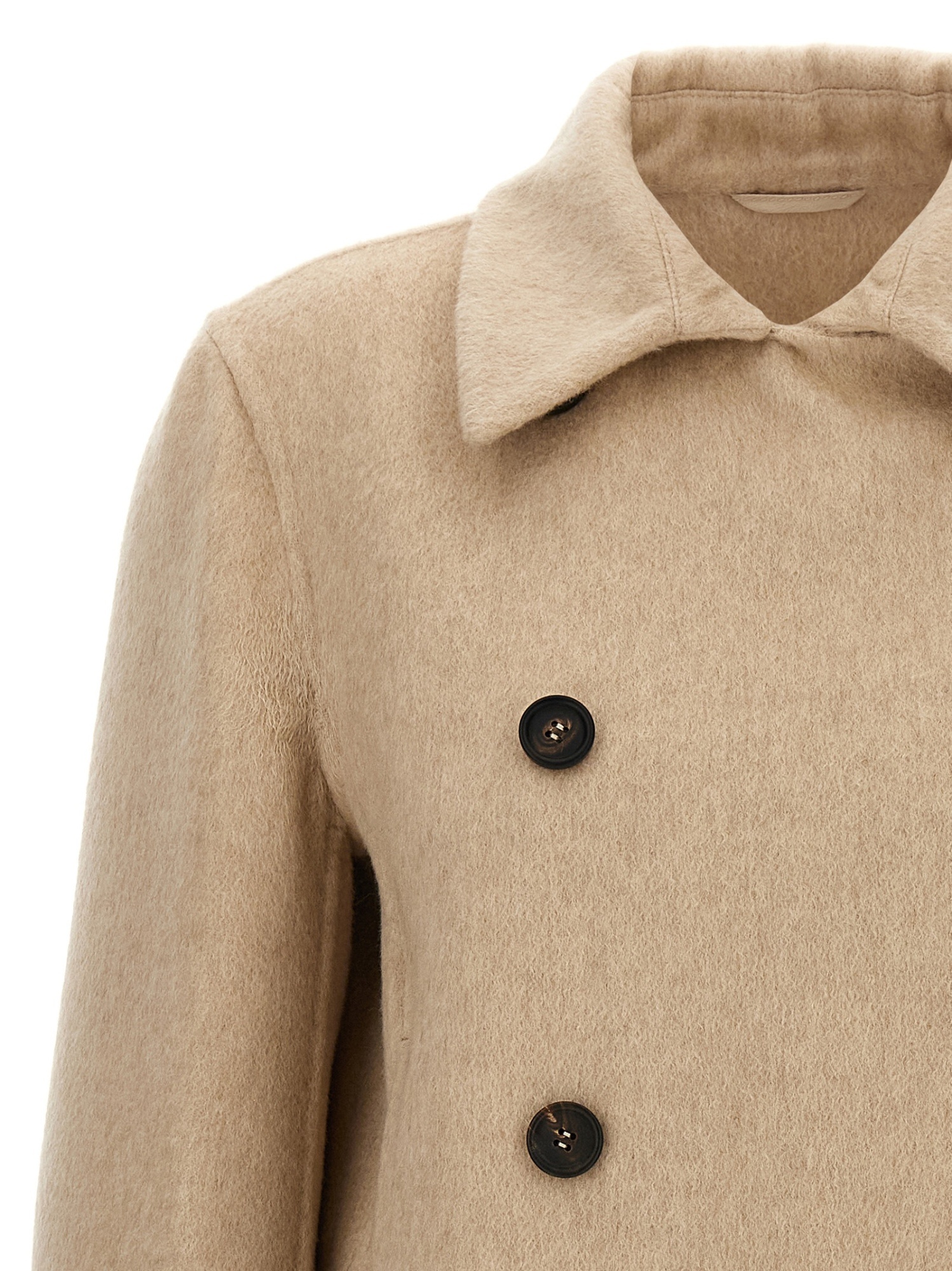 Brunello Cucinelli Cashmere Coat With Notched Collar And Double-breasted Design In Neutral