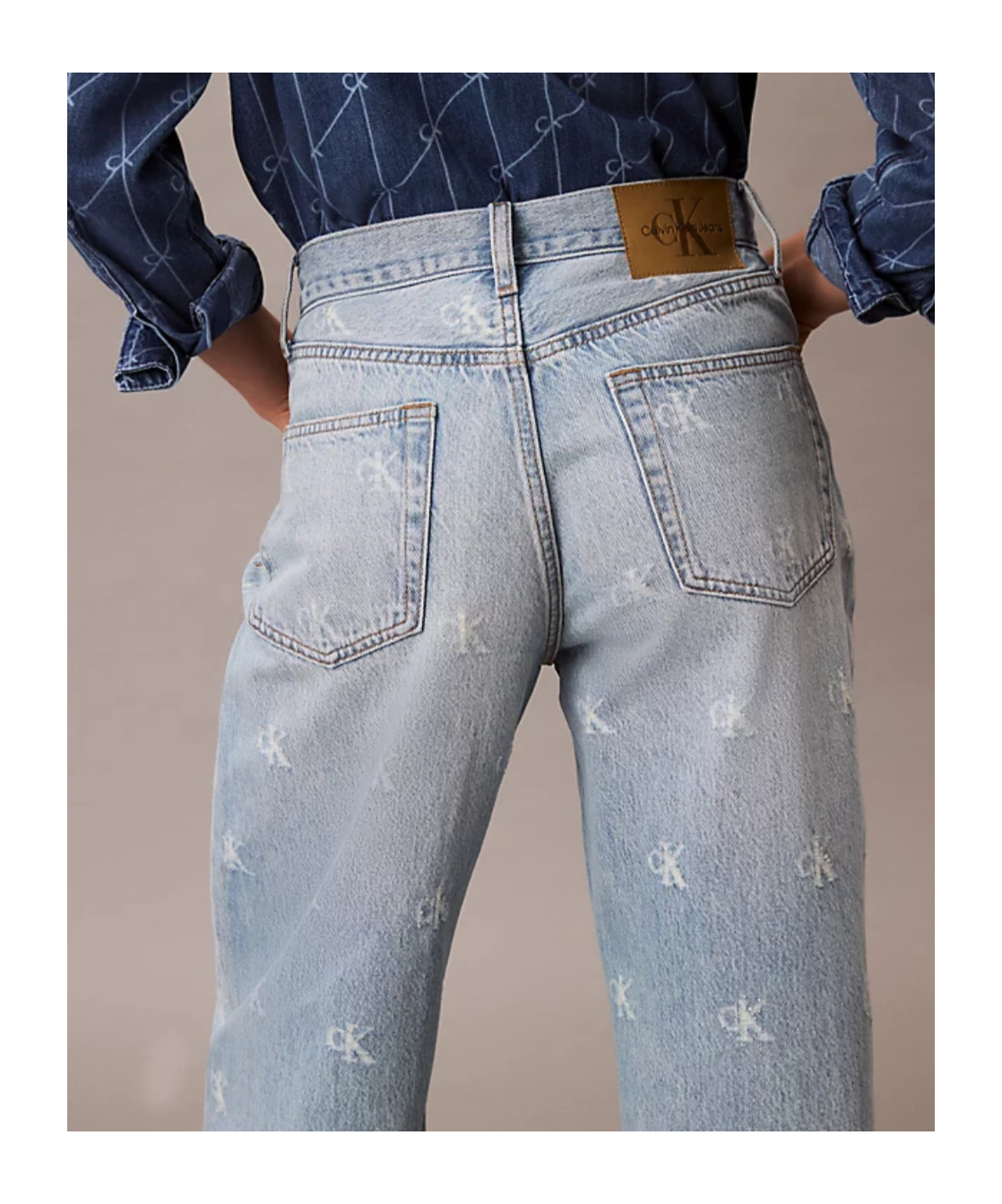 Calvin Klein Jeans Est.1978 Wide Leg Logo Jeans In Blue