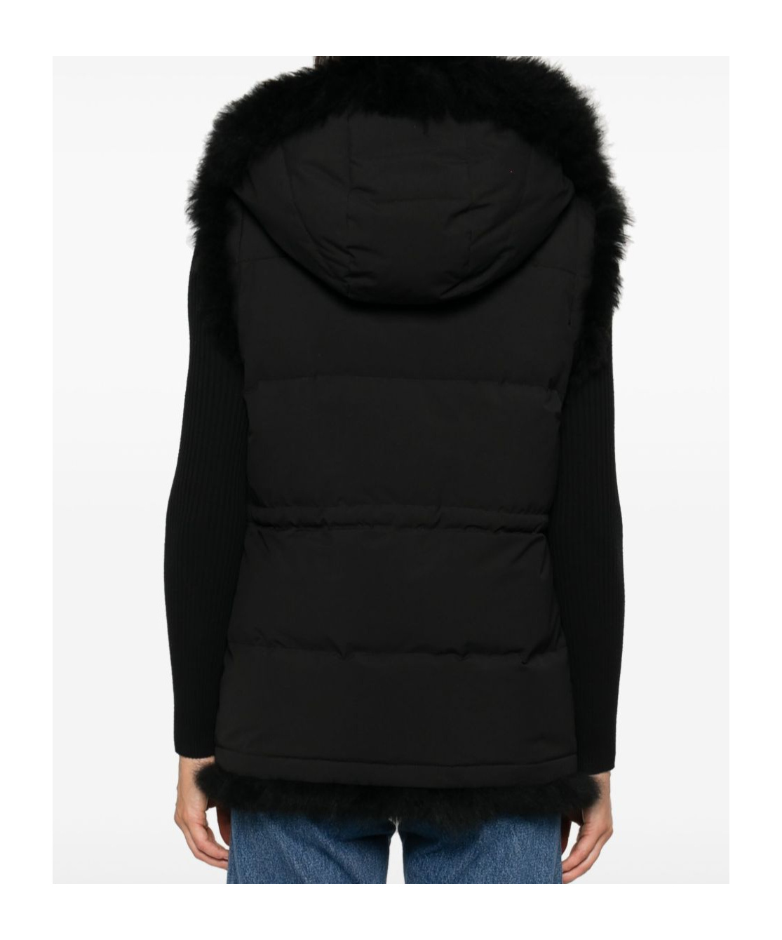 Yves Salomon Hooded Down Vest In Black