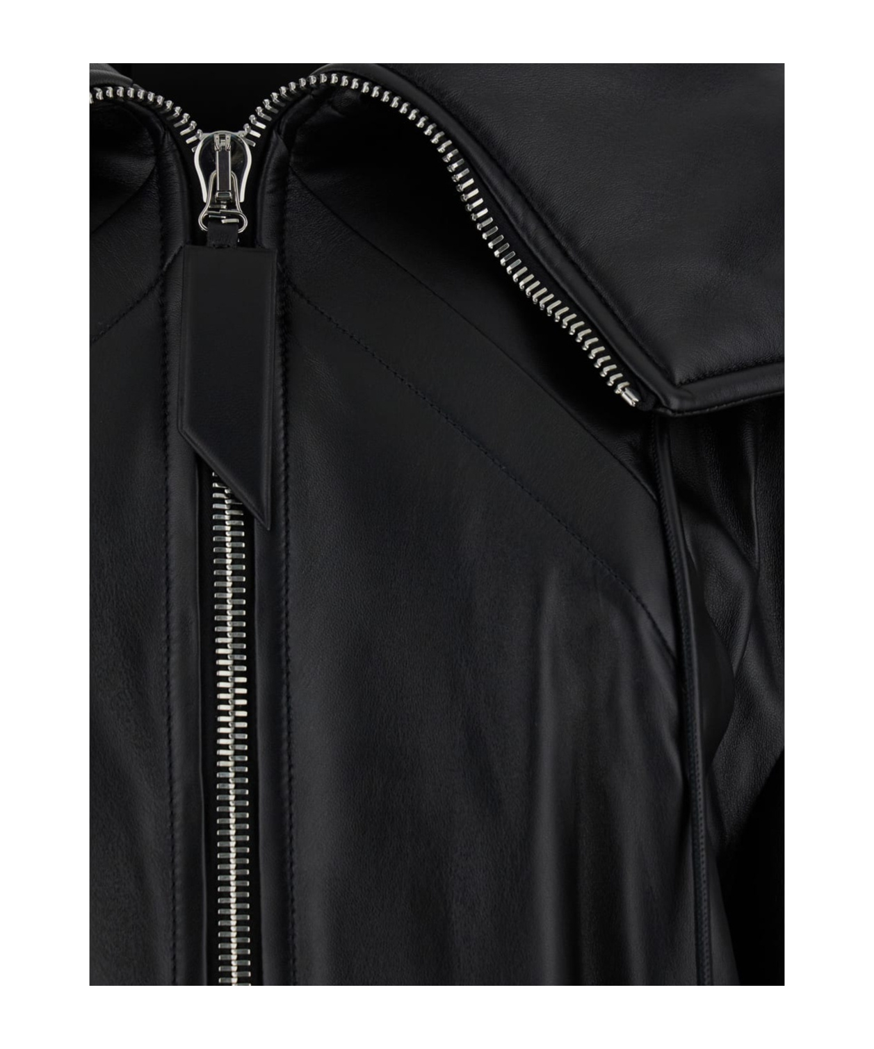 Attico Nappa Bomber Jacket With Oversized Hood In Black