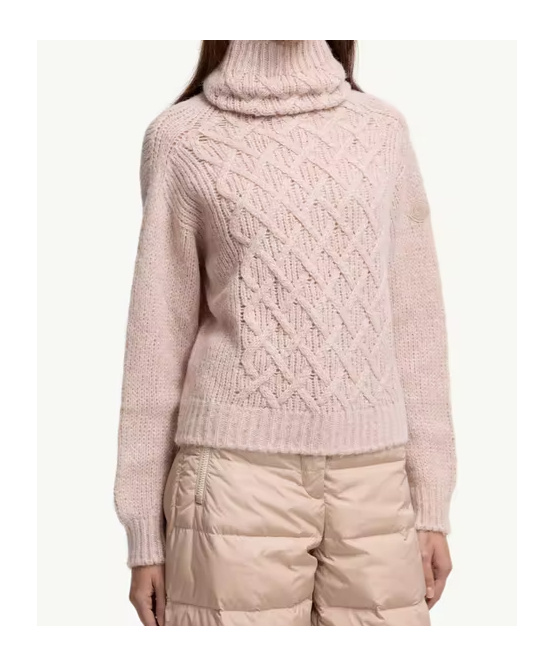 Moncler Alpaca Blend Turtleneck Sweater In Pink