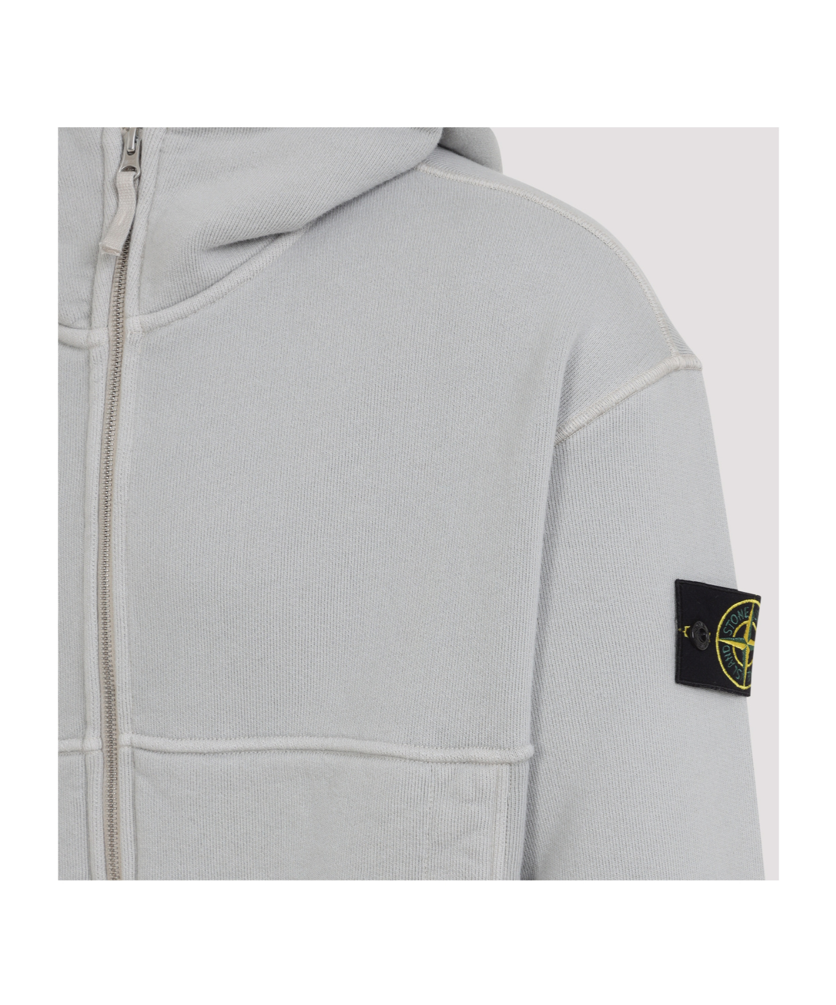 Stone Island Hooded Sweatshirt With Ribbed Cuffs And Hem In Gray