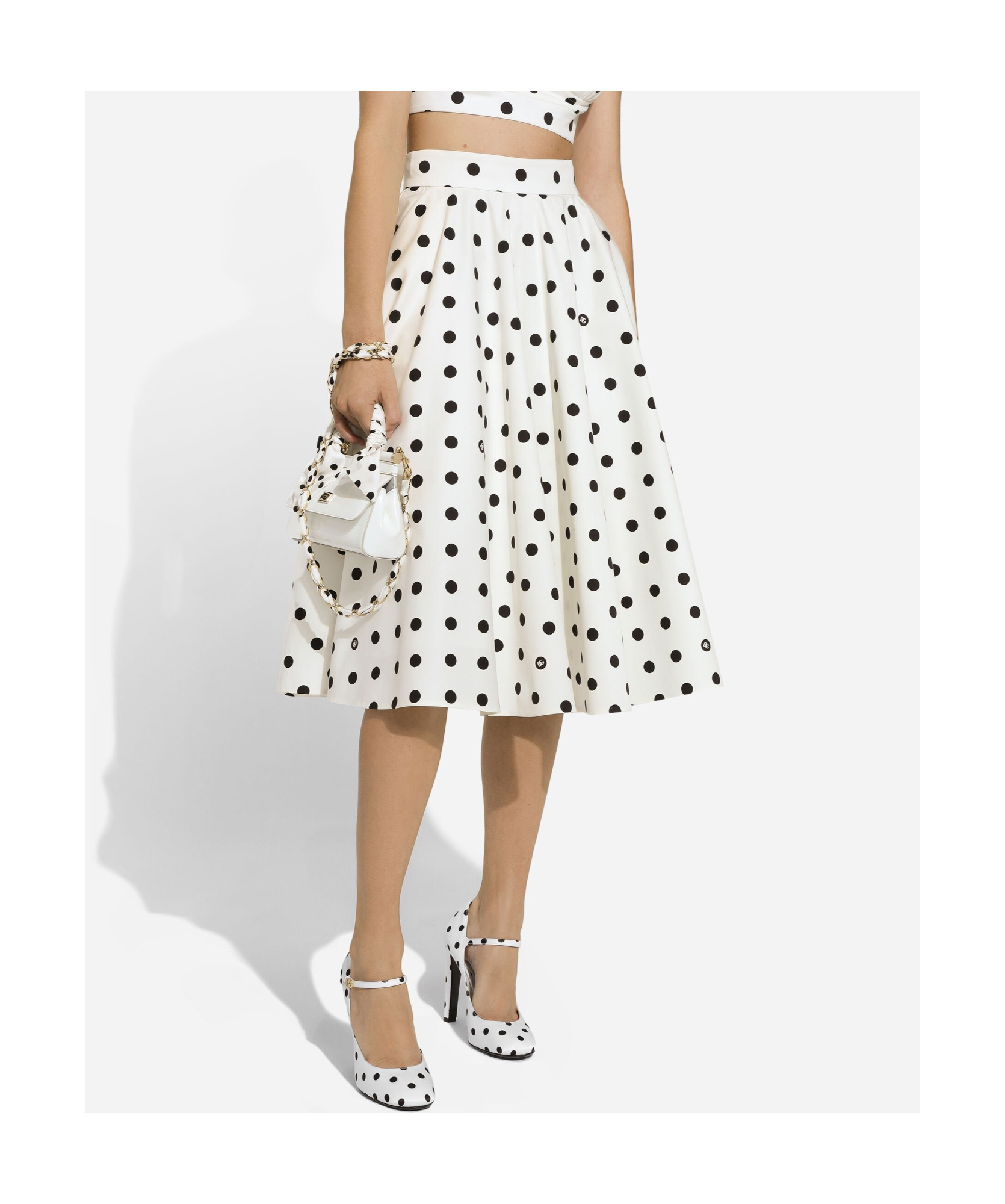 DOLCE & GABBANA POLKA-DOT MIDI SKIRT