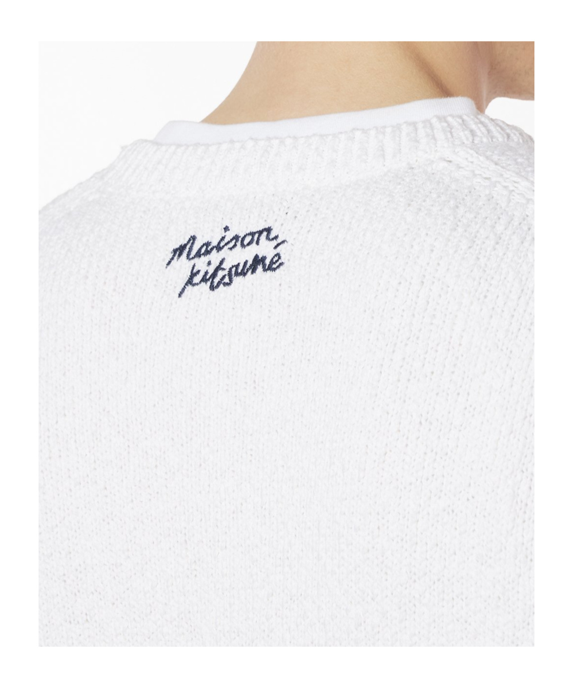 Shop Maison Kitsuné Daisy-intarsia Jumper In White
